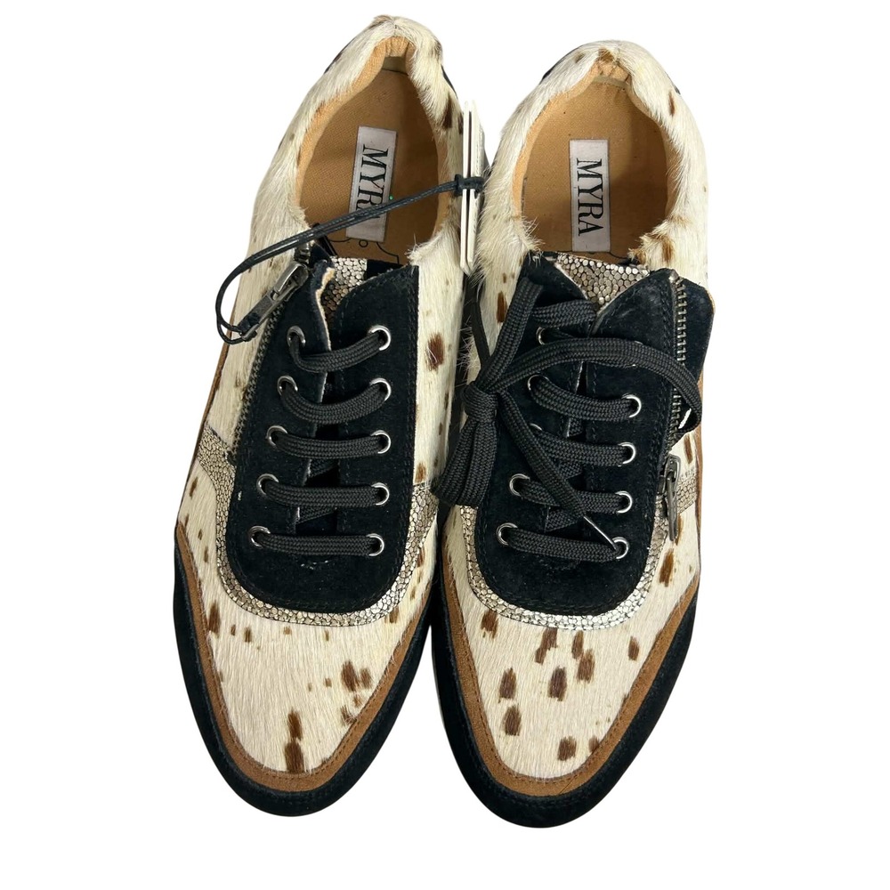 Myra Bag Cowhide Leather Sneakers Spotted Hair-on-Hide Western Shoes Women 9